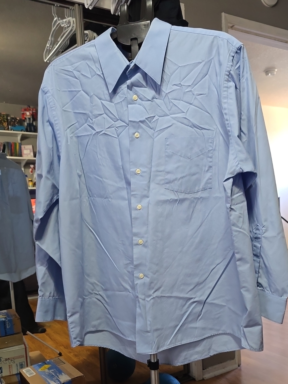 Van Heusen Light Blue Men's Long Sleeve Dress Shirt